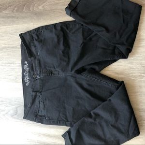 Wax jeans size 16 black ankle length w cuffed hem